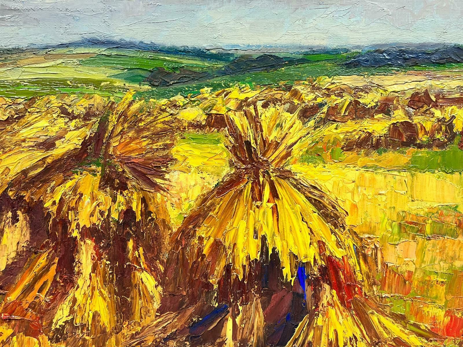 Josine Vignon1960’s French Post Impressionist Signed Oil Golden Wheat Fields Harvest Scene1960's photo 1425.0