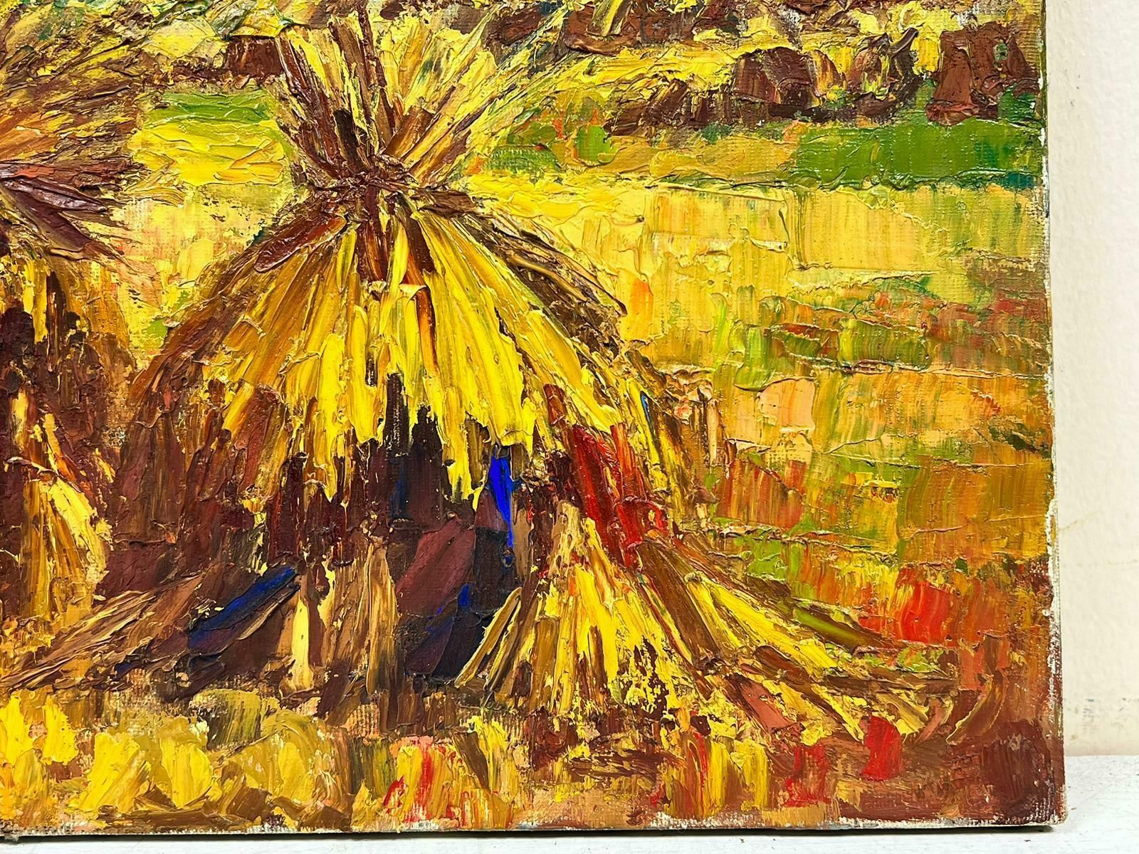 Josine Vignon1960’s French Post Impressionist Signed Oil Golden Wheat Fields Harvest Scene1960's photo vinterior