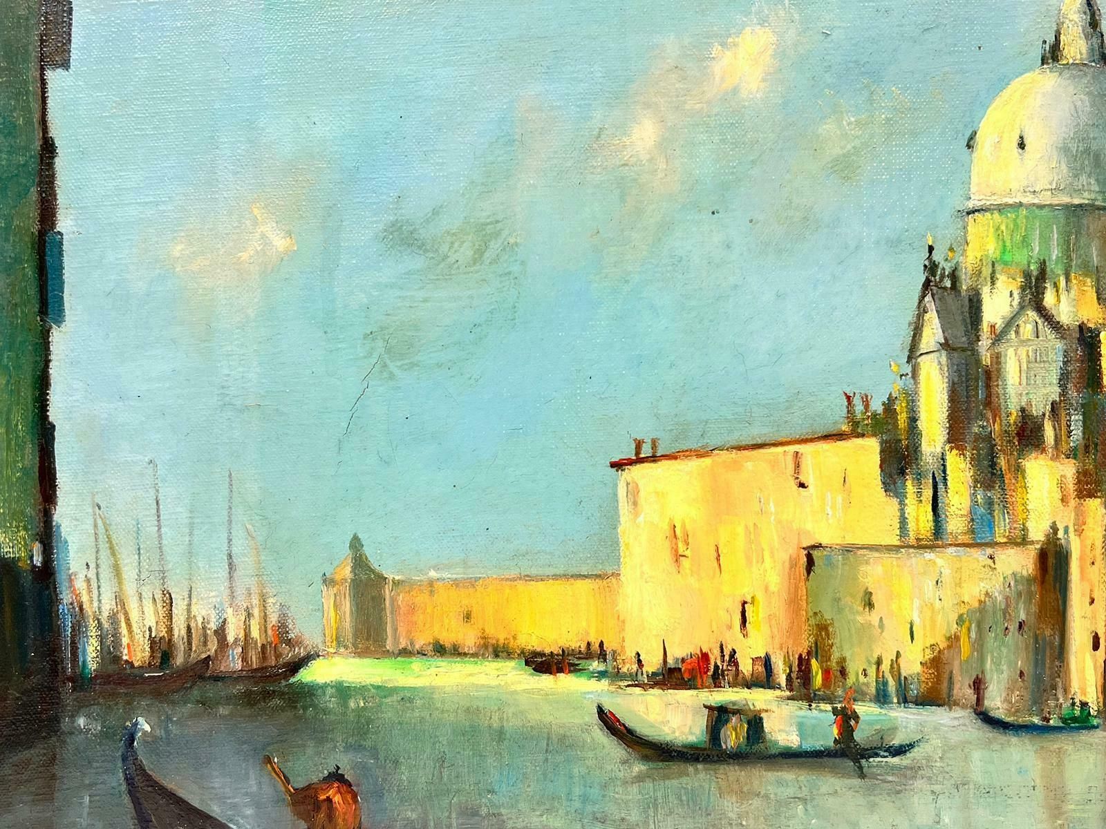European Artistsigned Impressionist Oil Grand Canal Venice Blue Skies & Sunlight photo furniture