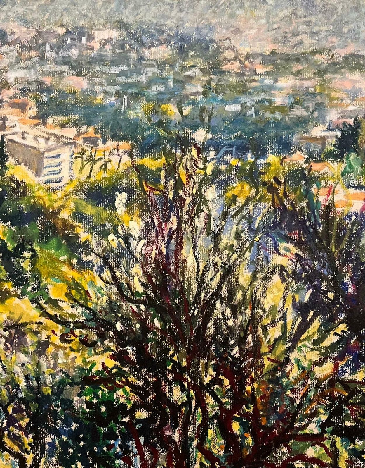 Josine Vignonmid Century French Original Pastel Drawing Of Mountain View Overlooking Village1950's photo buy
