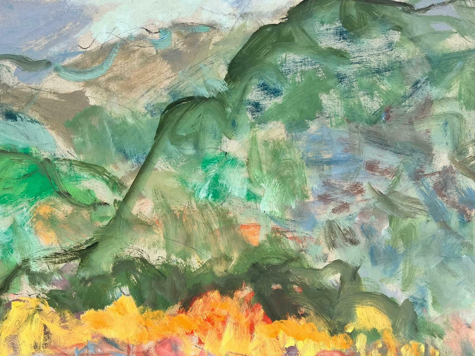 French School20th Century French Expressionist Provencal Landscape Green Hills & Town20th Century photo Art