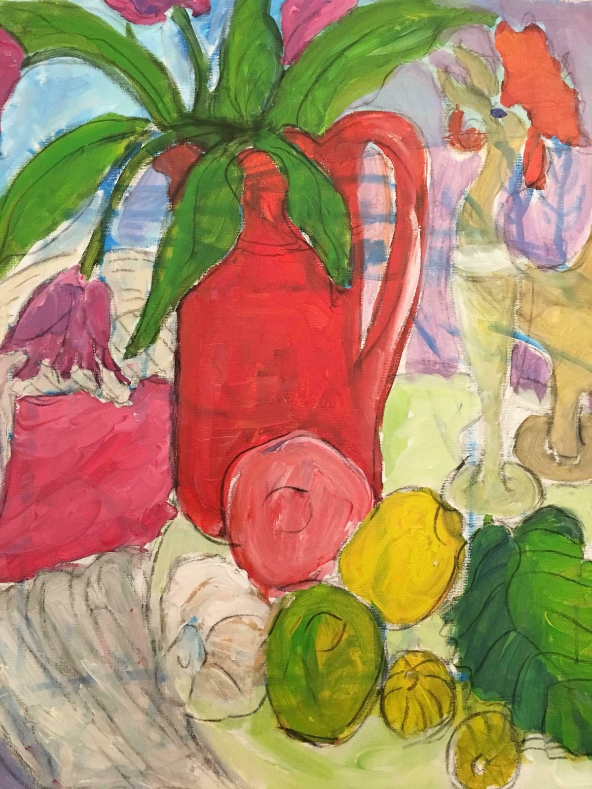 Pamela Cawleytulips In A Red Vase, Still Life, British Artistc.2000 photo for sale