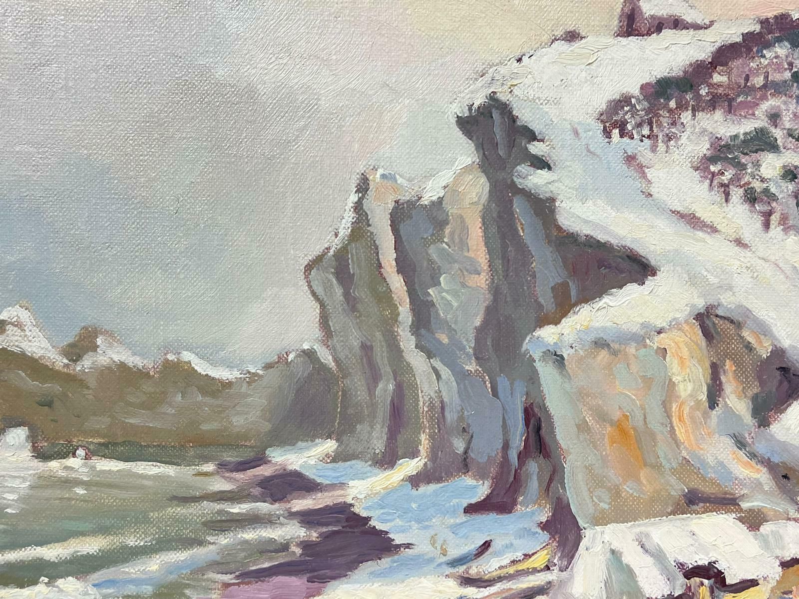 Georges Bordonovecontemporary French Impressionist Oil Winter Snow Seaside Rocky Coastline photo 814.0