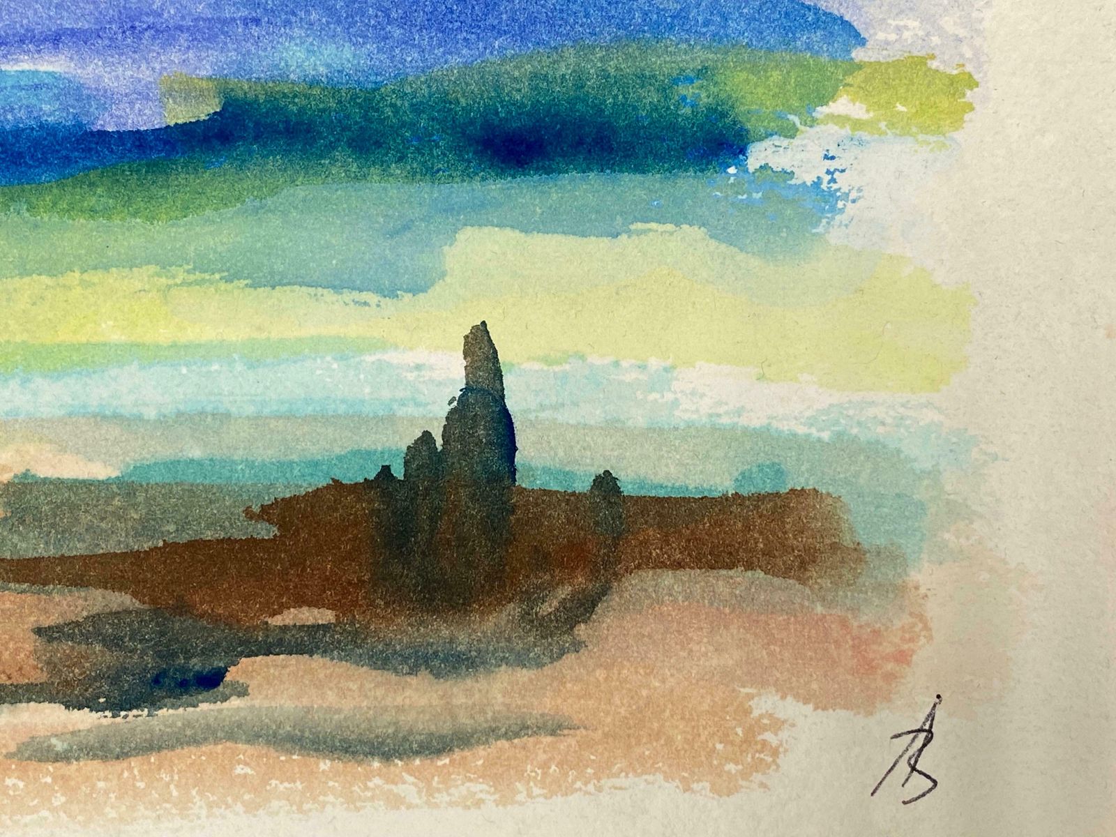 Akos Birocolourful Provence Sky, French Expressionist Original Paintingc.1980s photo Art