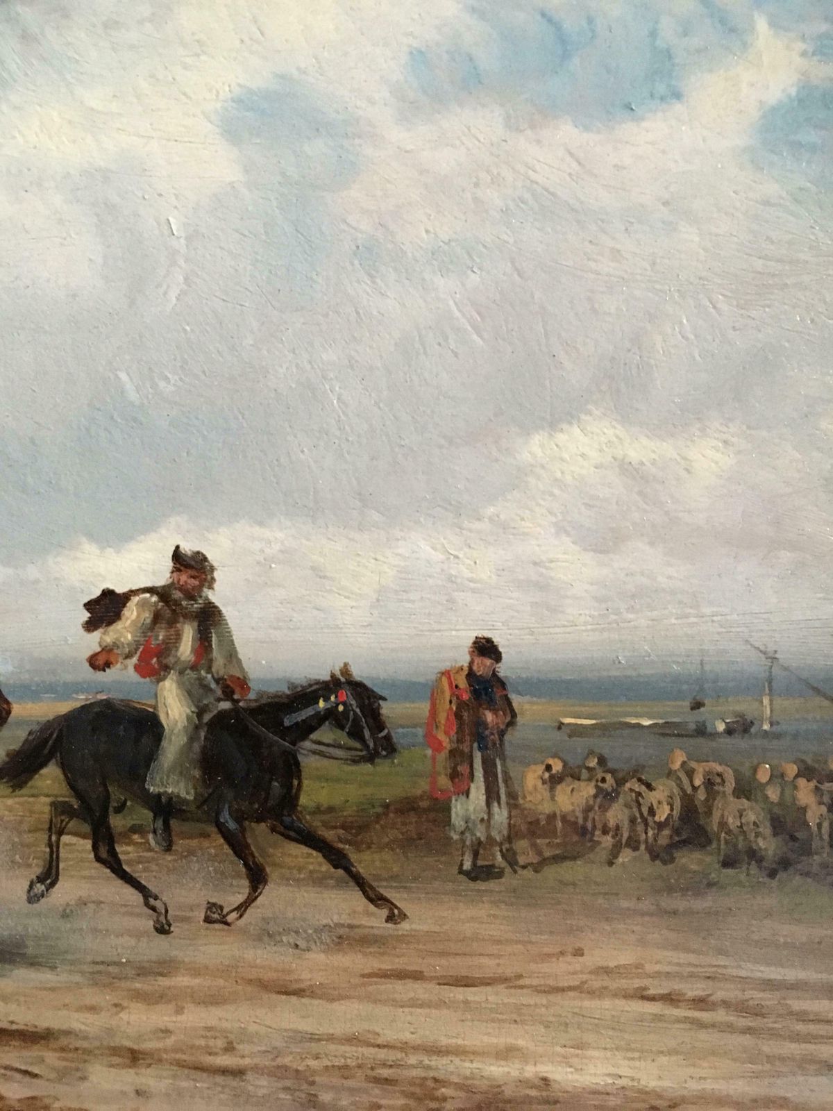 Rudolf Stonewestern Travellers, Signed Victorian Oil Painting, Horsesc.1890's photo vinterior