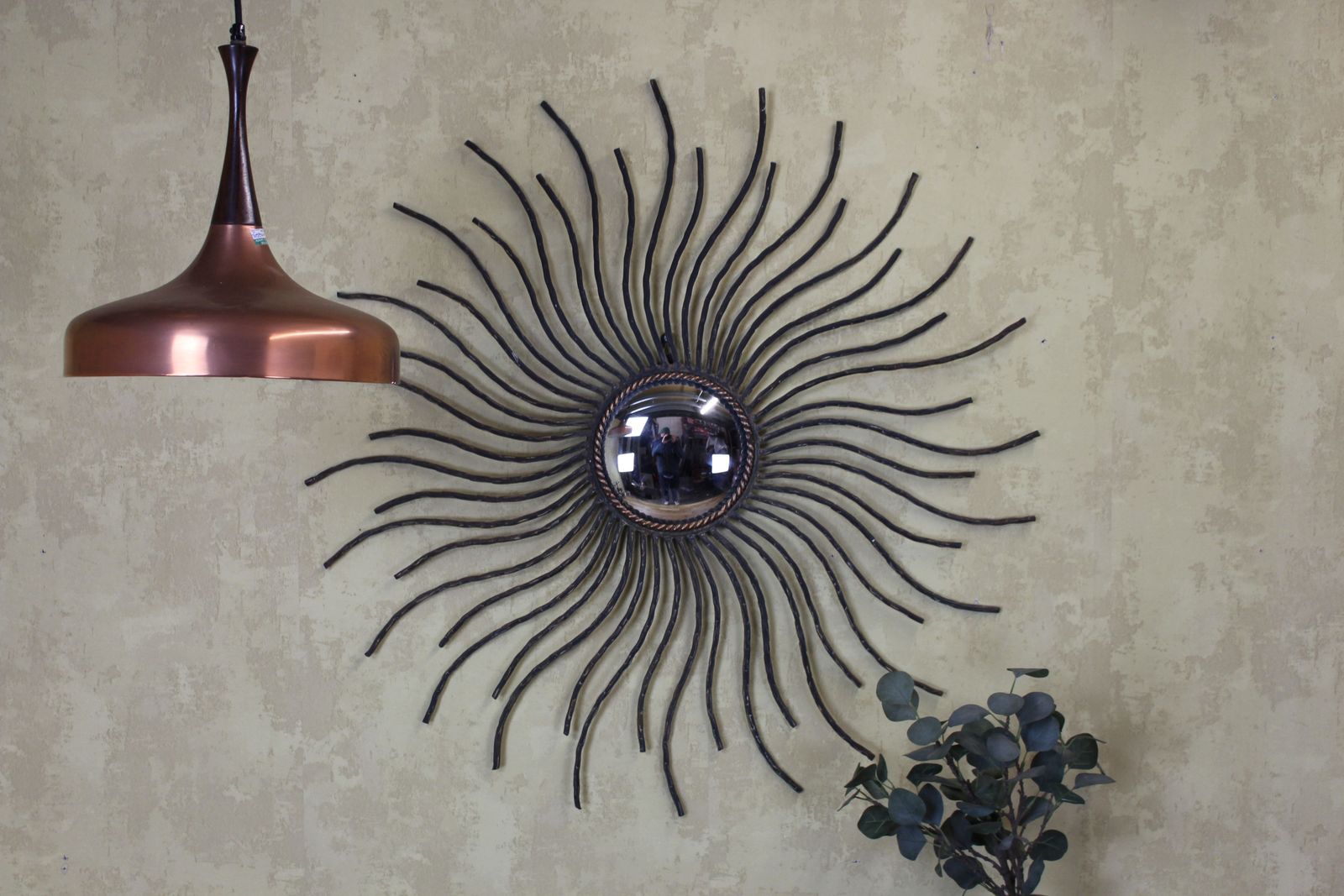 Large 1950’s French Metal Sunburst Mirror