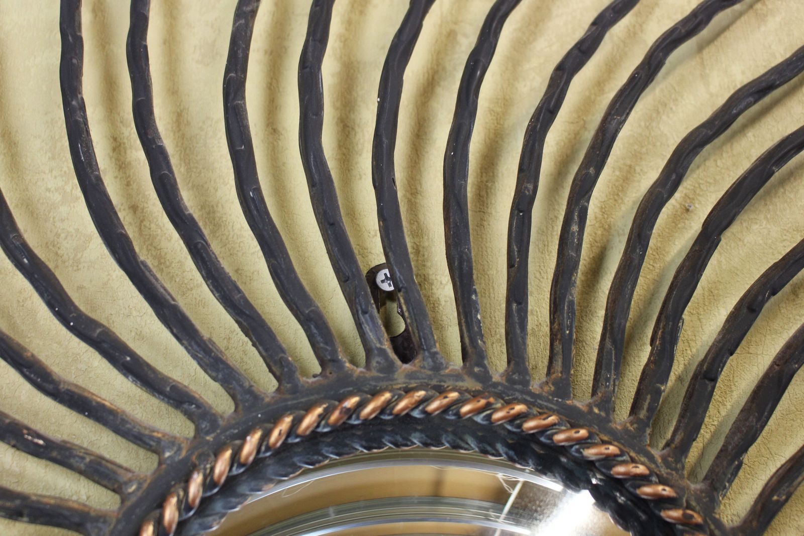 Large 1950’s French Metal Sunburst Mirror photo for sale
