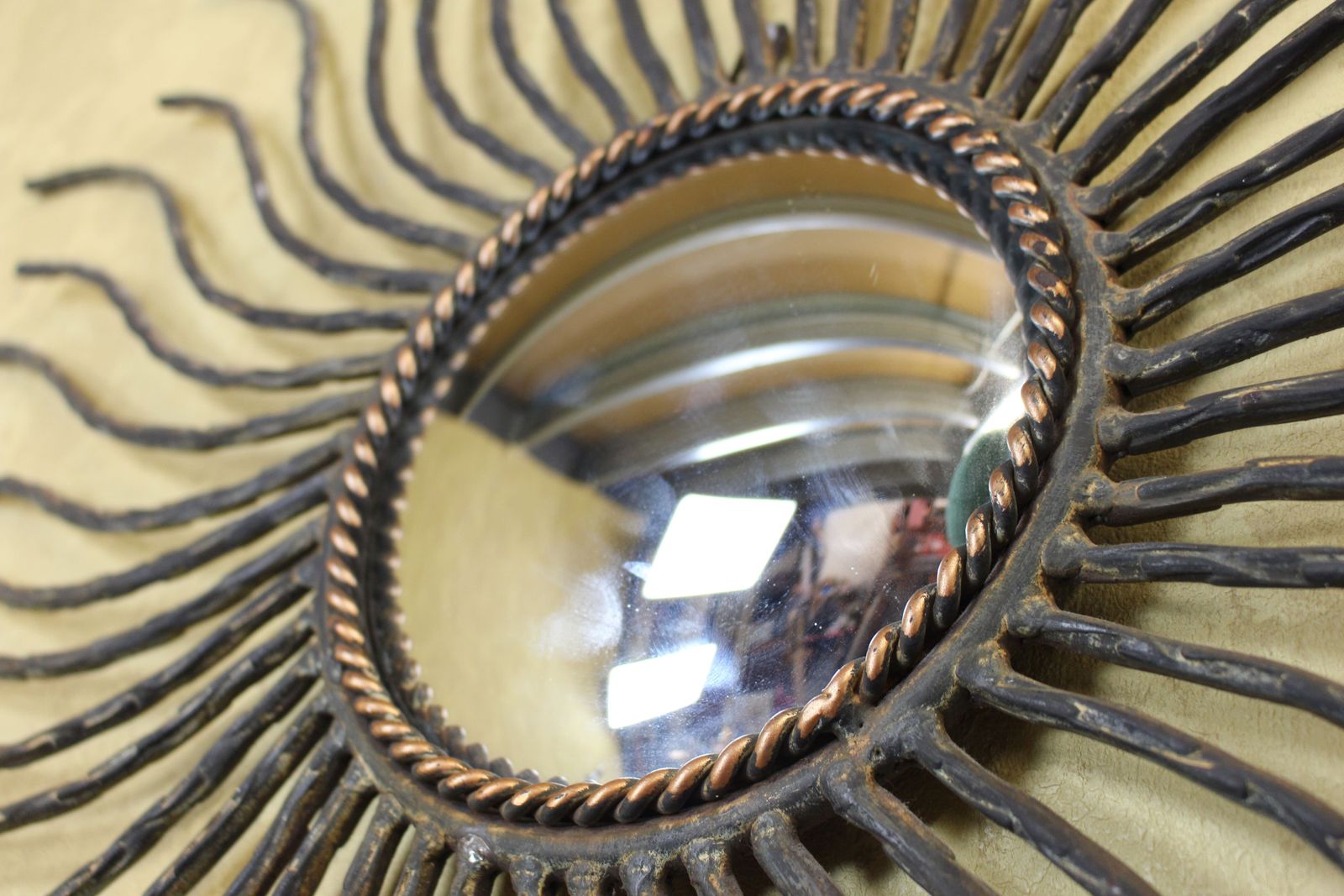 Large 1950’s French Metal Sunburst Mirror photo 595.0