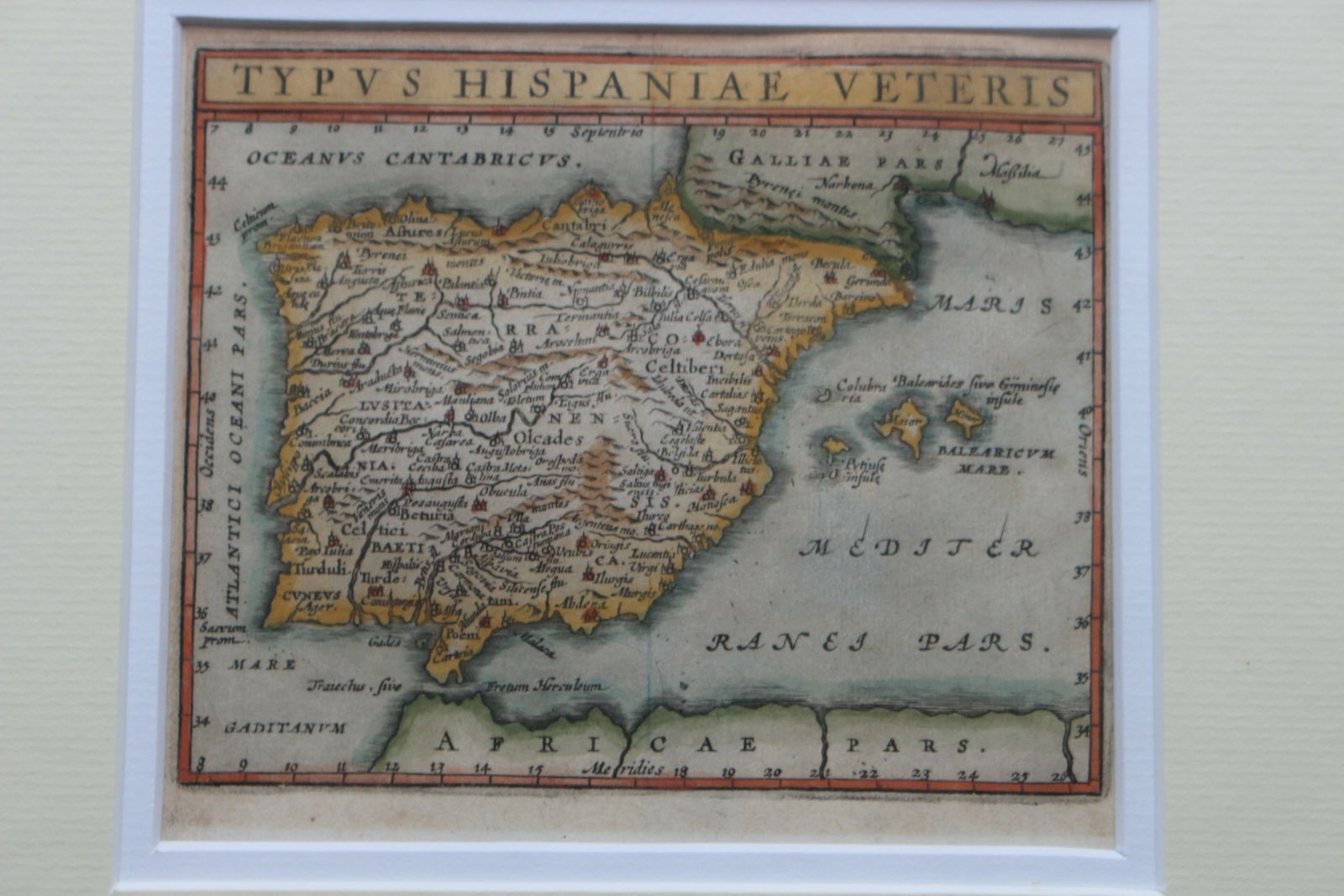 17th Century Copperplate Map Of Spain And Portugal ‘Typus Hispaniae Veteris’ By Philip Cluverius Engraved By Bertius. photo furniture