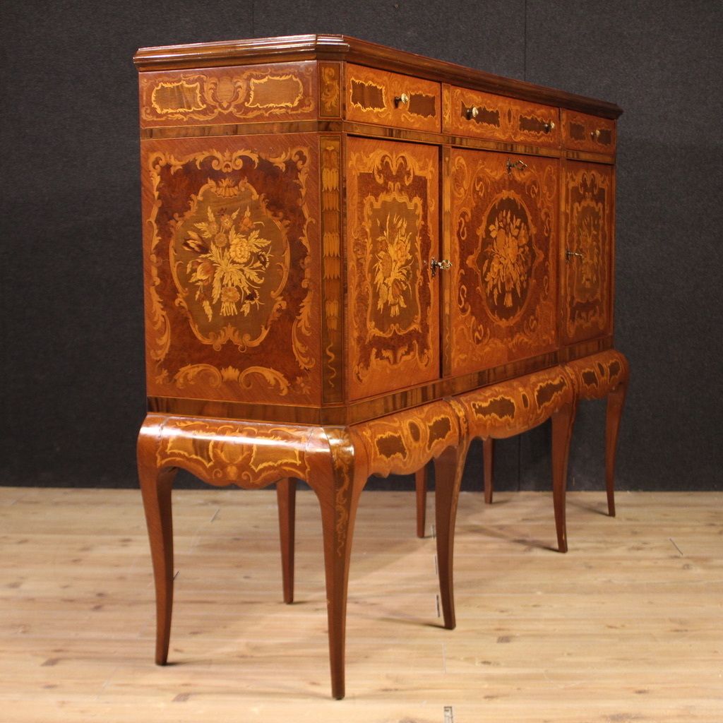 Great 20th Century Inlaid Wood Bar Cabinet photo Furniture