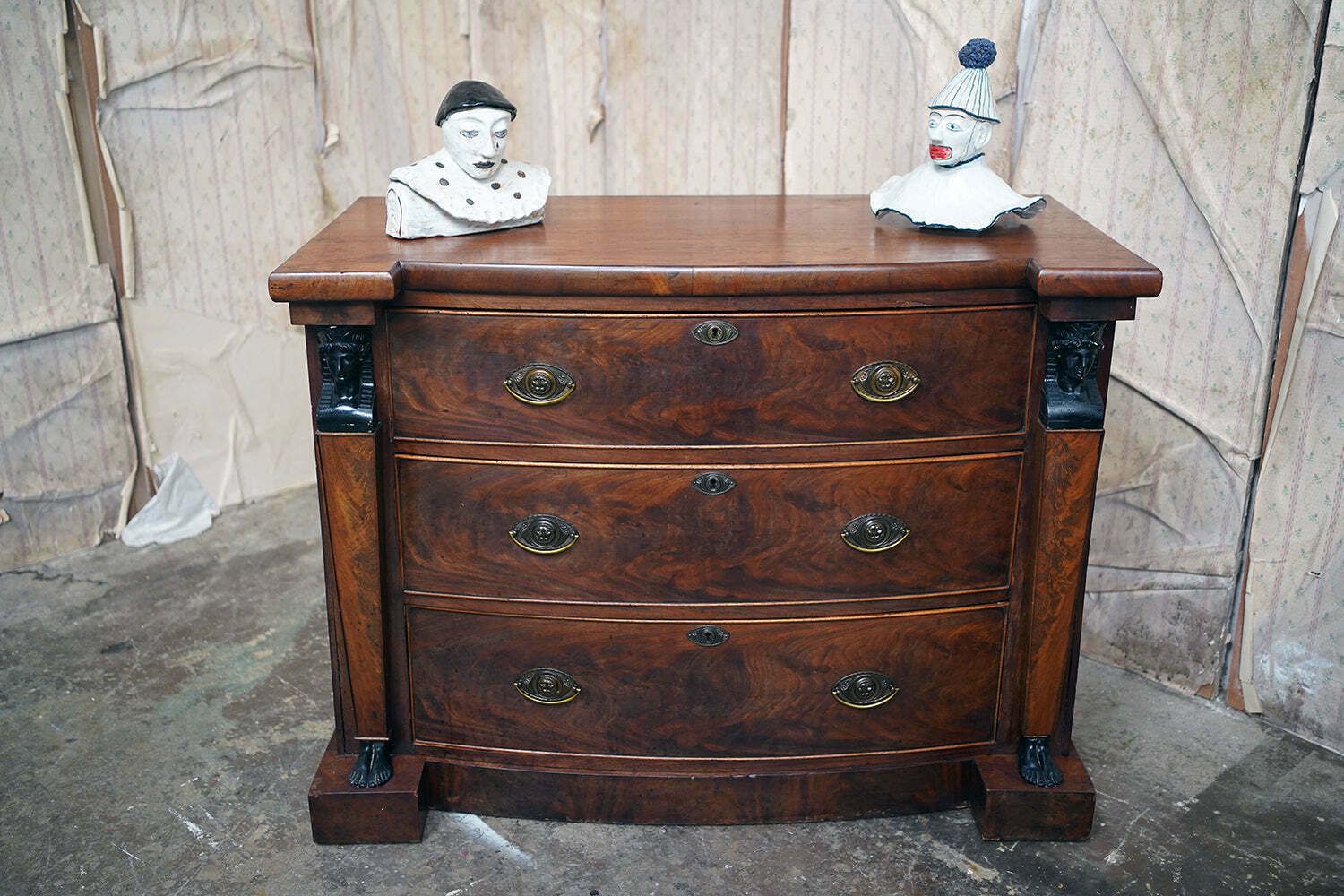 A Fine Regency Period Mahogany & Ebonised Egyptian Revival Chest Of Drawers C.1810 photo for sale