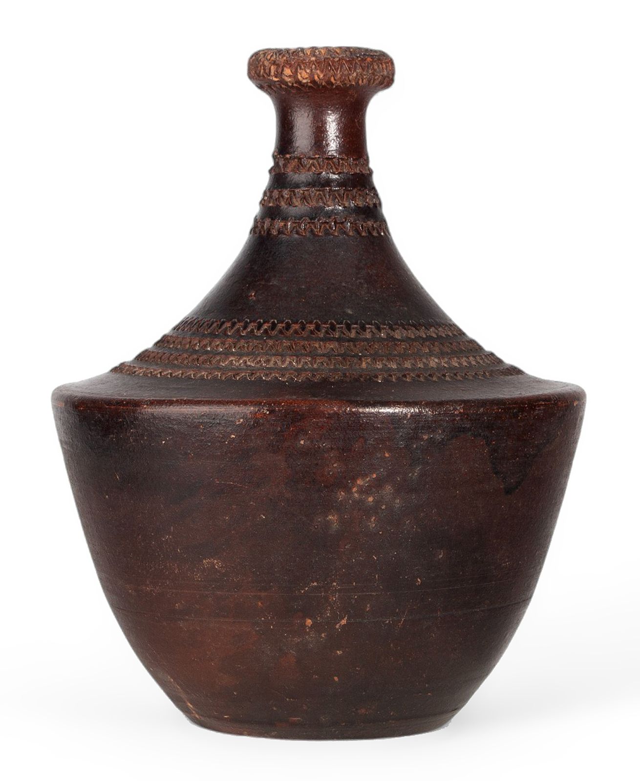 1930s Ancient Inspired Art Déco Folk Ceramic Vase With Incised Decorative Patterns By Jean Besnard, France photo vinterior