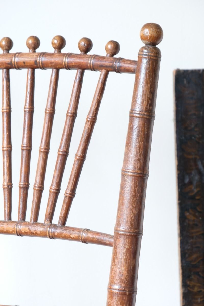 Regency Faux Bamboo Painted Chair With Sunburst Back, England C.1820 photo Furniture