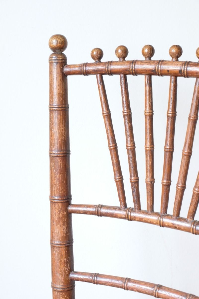 690.0 Regency Faux Bamboo Painted Chair With Sunburst Back, England C.1820 photo
