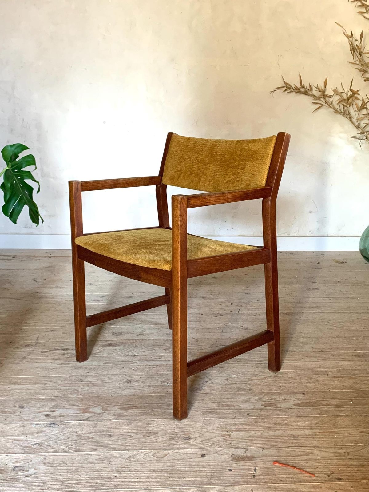 Vintage Danish Armchair By Borge Mogensen Yellow Velvet