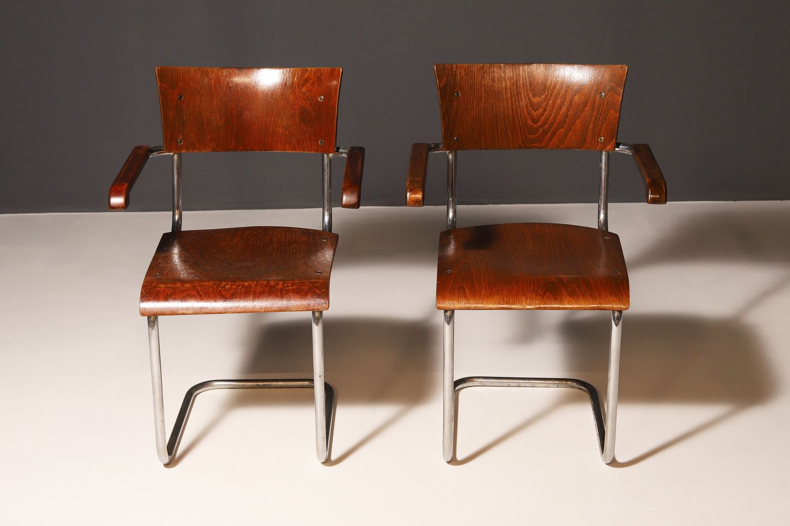 Pair Of Tubular Desk Chairs B43 By Mart Stam, 1930´S