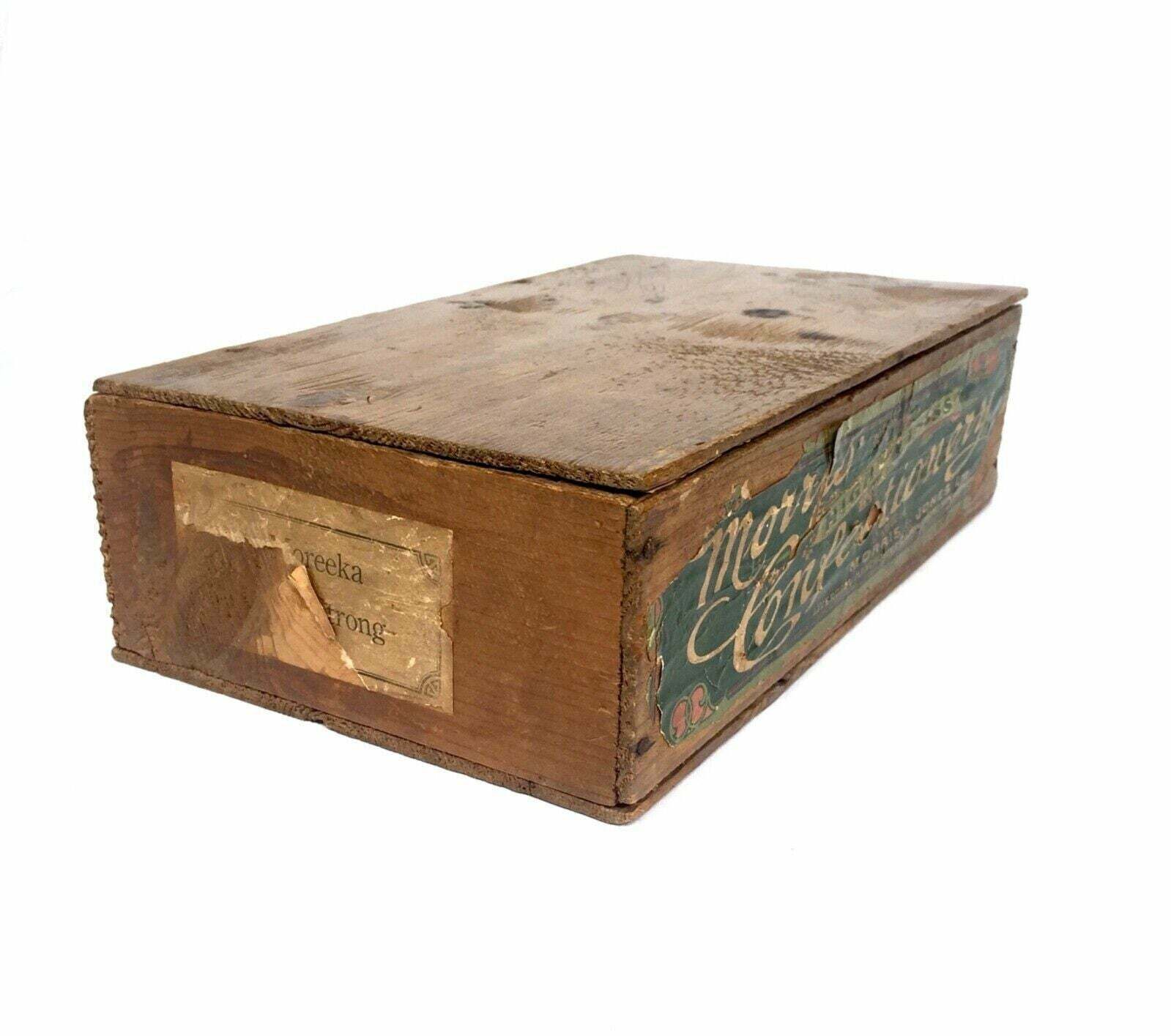 Antique Advertising   Morris & Jones Confectionery Wooden Shop Display Box Crate photo vinterior