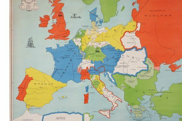 Vintage School Wall Map Of Europe 1815 1871, Belgium, 1950s photo for sale