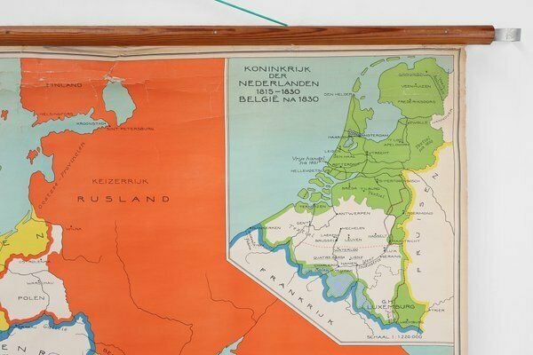 Vintage School Wall Map Of Europe 1815 1871, Belgium, 1950s photo vinterior