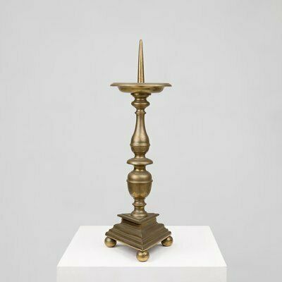 Large French Church Candlestick In Bronze, 1890s
