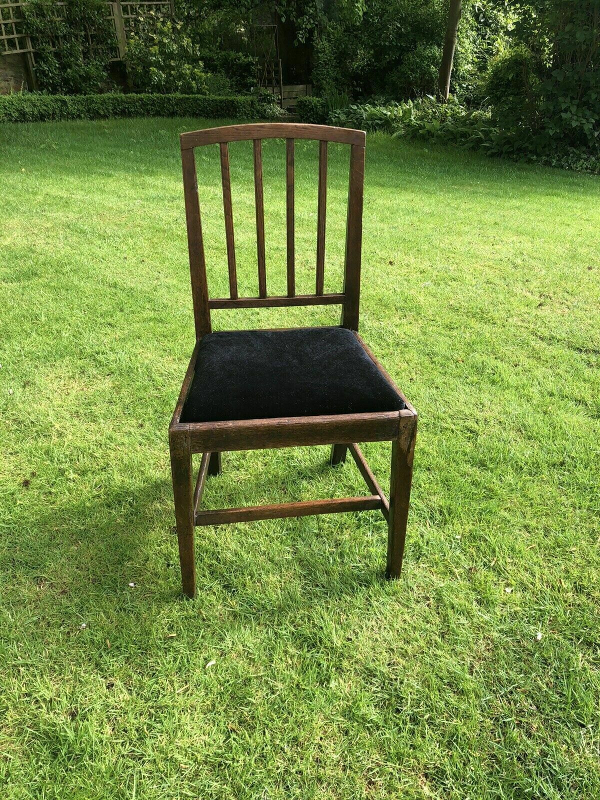 A Oak Country Made Oak Side Chair. Hard To Put A Date On It. Newly Upholstered.