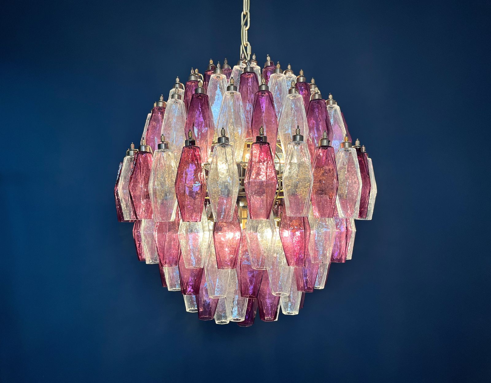 Amazing Spherical Murano Poliedri Candelier   140 Poliedri Trasparent And Amethyst photo 2705.0