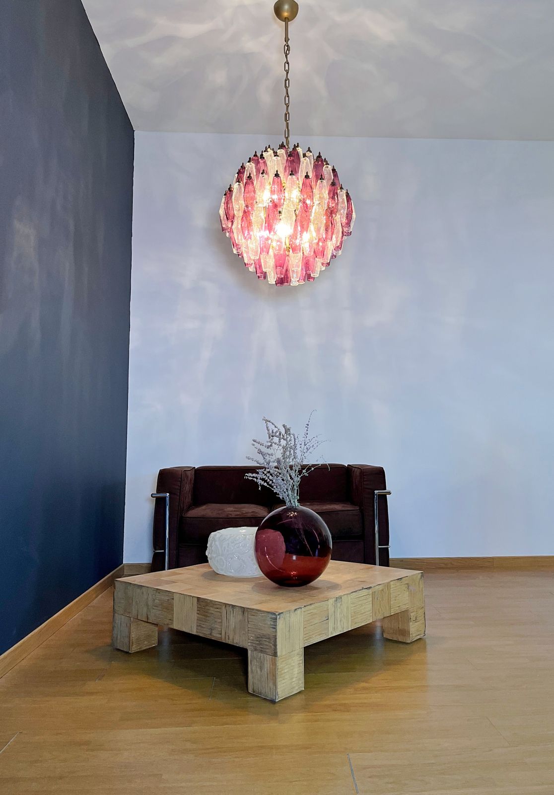 Amazing Spherical Murano Poliedri Candelier   140 Poliedri Trasparent And Amethyst photo vinterior