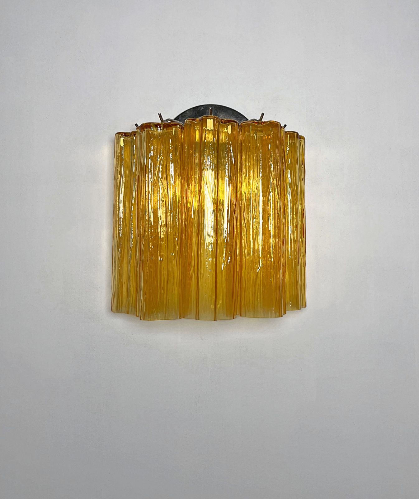 Fantastic Pair Of Murano Glass Tube Wall Sconces   5 Amber Glass Tube photo furniture