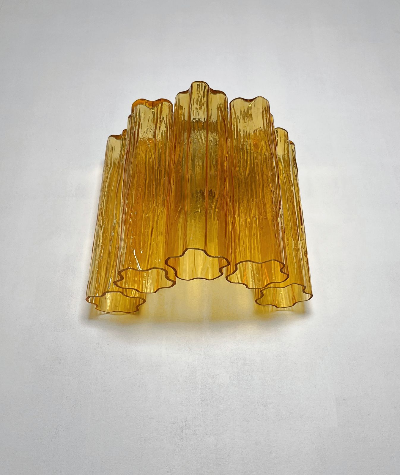Fantastic Pair Of Murano Glass Tube Wall Sconces   5 Amber Glass Tube photo buy