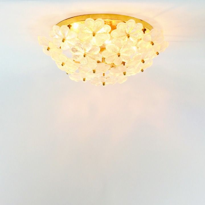 Large Mid Century Murano Glass & Brass Flower Flush Mount/Ceiling Light By Ernst Palme, Germany, 1960s/70s photo buy
