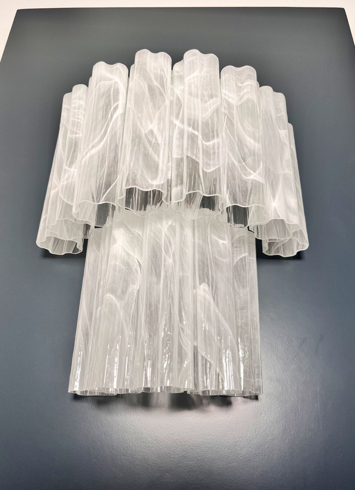 Fantastic Pair Of Murano Glass Tube Wall Sconces   13 Whihe Alabaster Glass Tube photo furniture