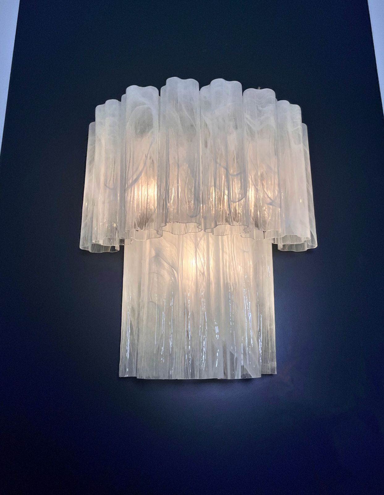 Lighting Fantastic Pair Of Murano Glass Tube Wall Sconces   13 Whihe Alabaster Glass Tube photo