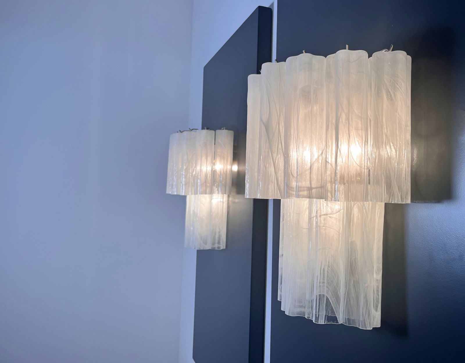 photo buy Fantastic Pair Of Murano Glass Tube Wall Sconces   13 Whihe Alabaster Glass Tube