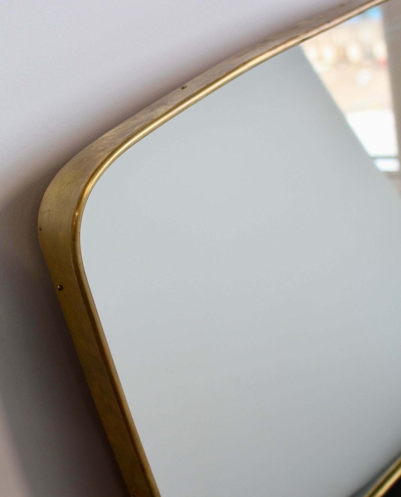 Mid Century Italian Wall Mirror With Brass Frame (Circa 1950s)   Large photo buy