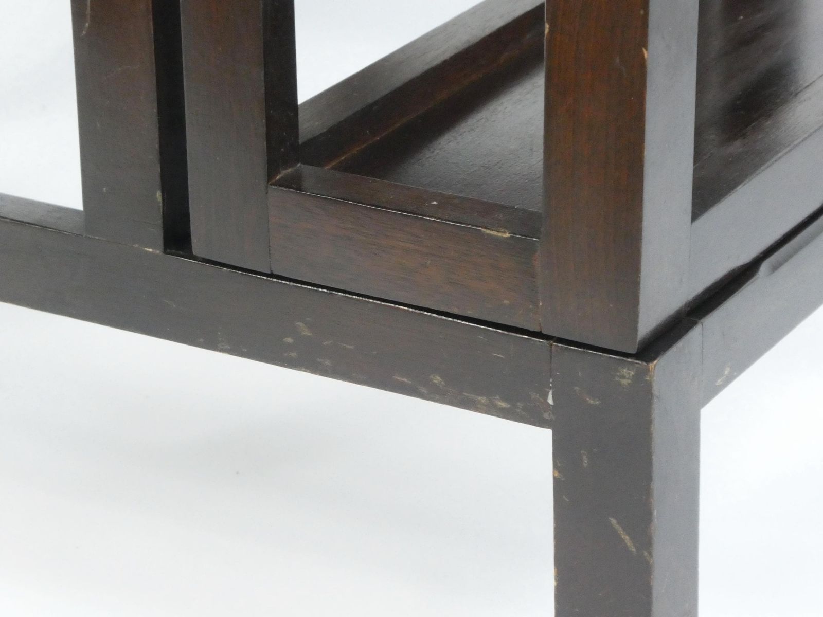 Metamorphic Wooden Stairs With Leather, Foldable Library Steps With Brown Inlaid Leather, Large Edwardian Bookcase Ladder photo vintage