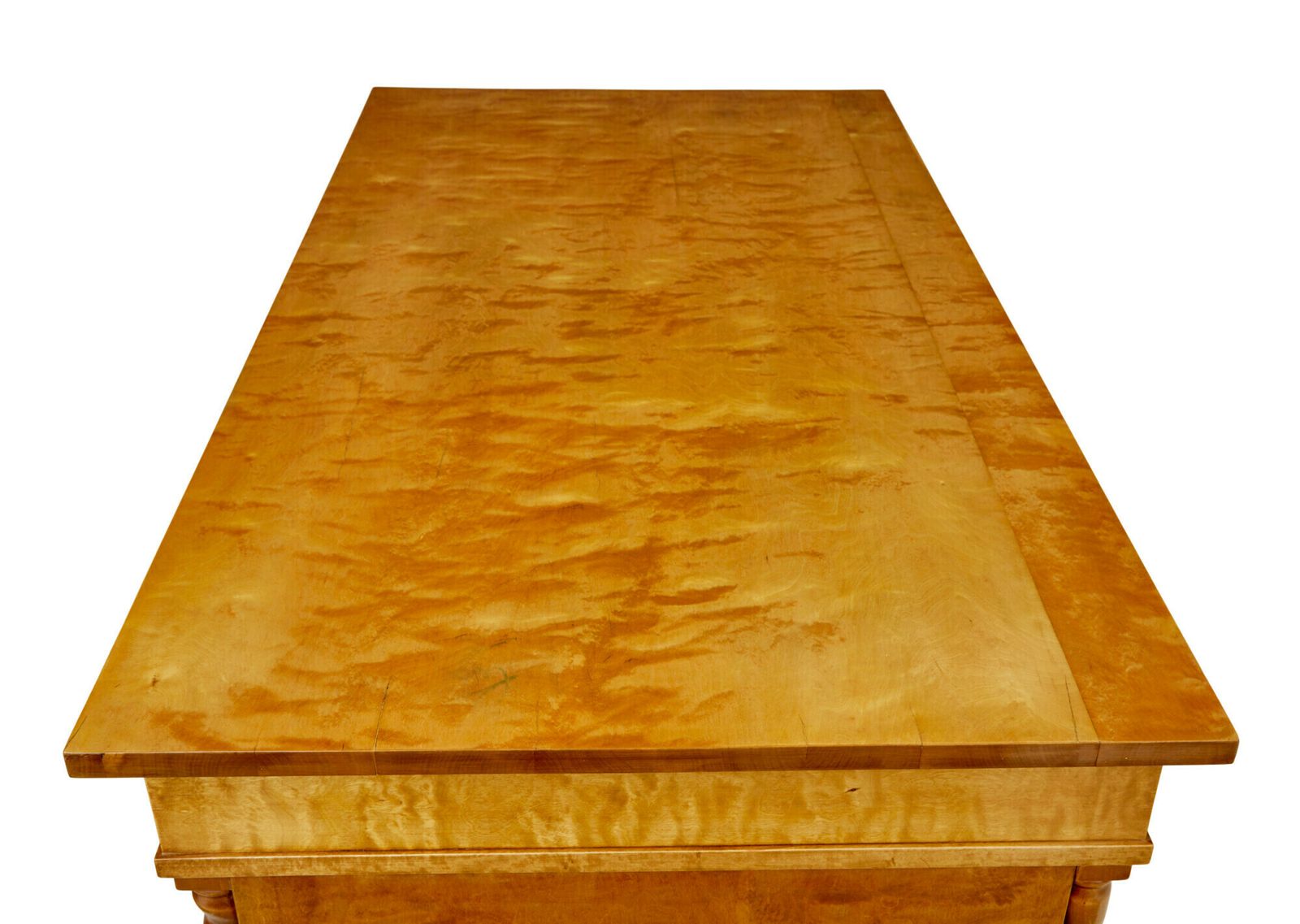 Swedish Early 20th Century Carved Birch Pedestal Desk photo for sale