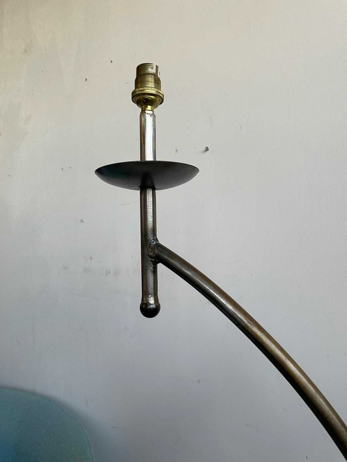 Large Arched Thin Hand Made Industrial Metal Floor Standard Lamp photo vintage