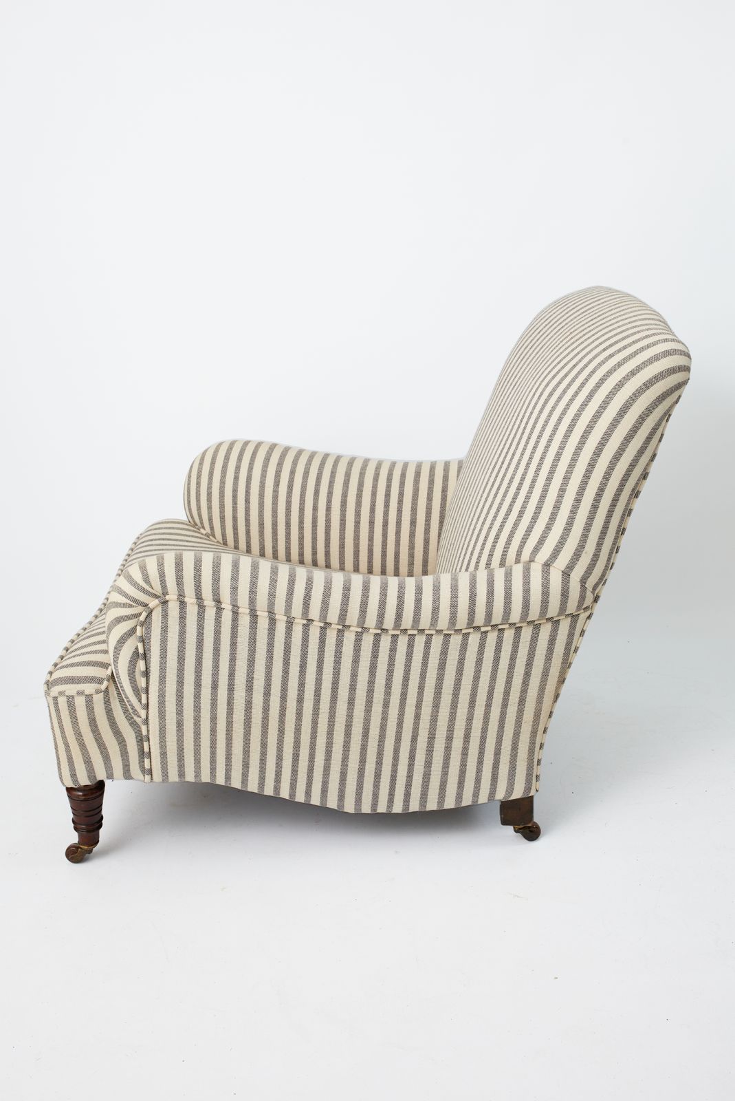 Traditional Armchair In Striped Olive Sacking photo furniture