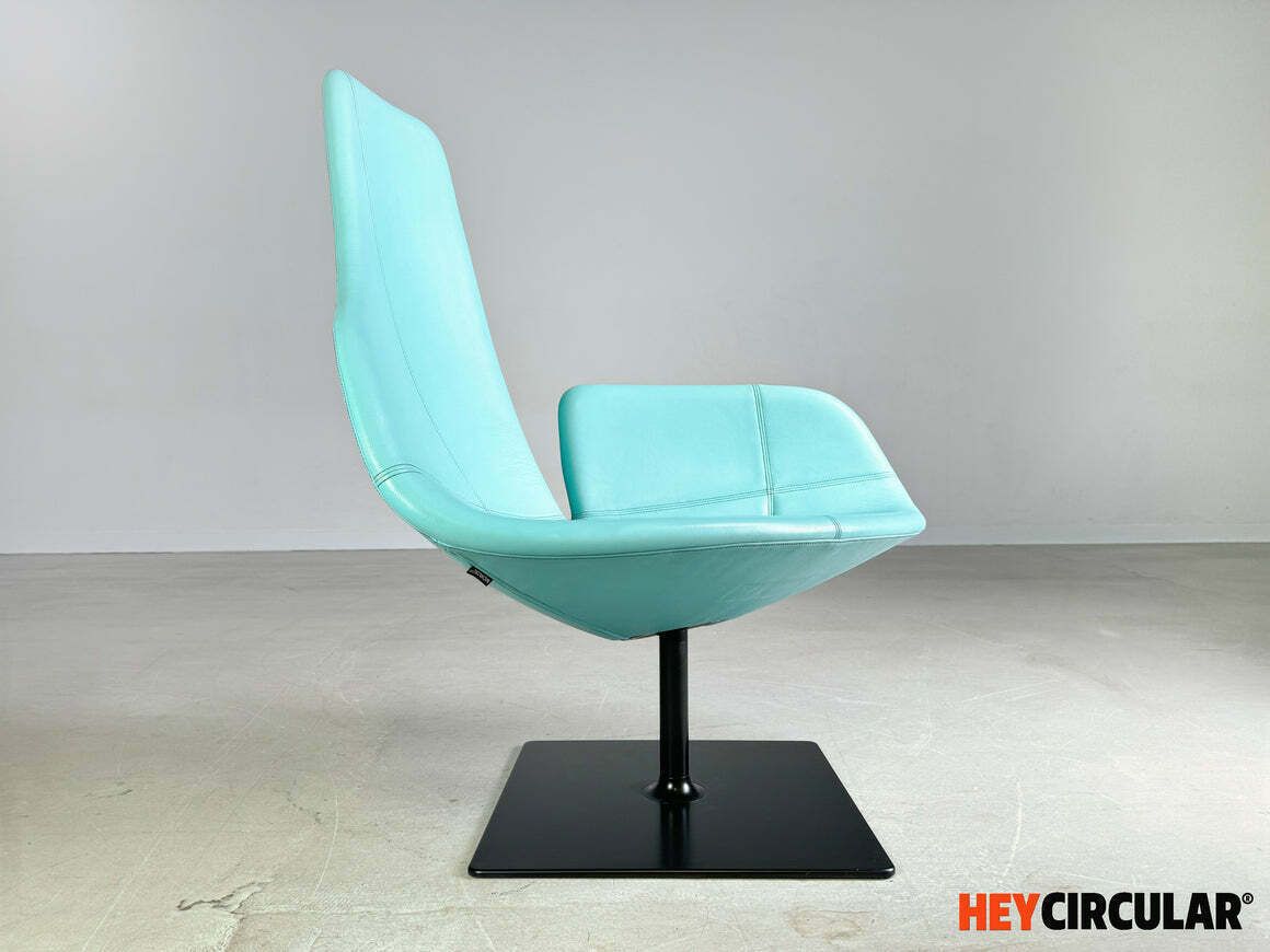 Moroso Fauteuil Leer Blauw Turquoise Patricia Urquiola Draaibaar photo furniture