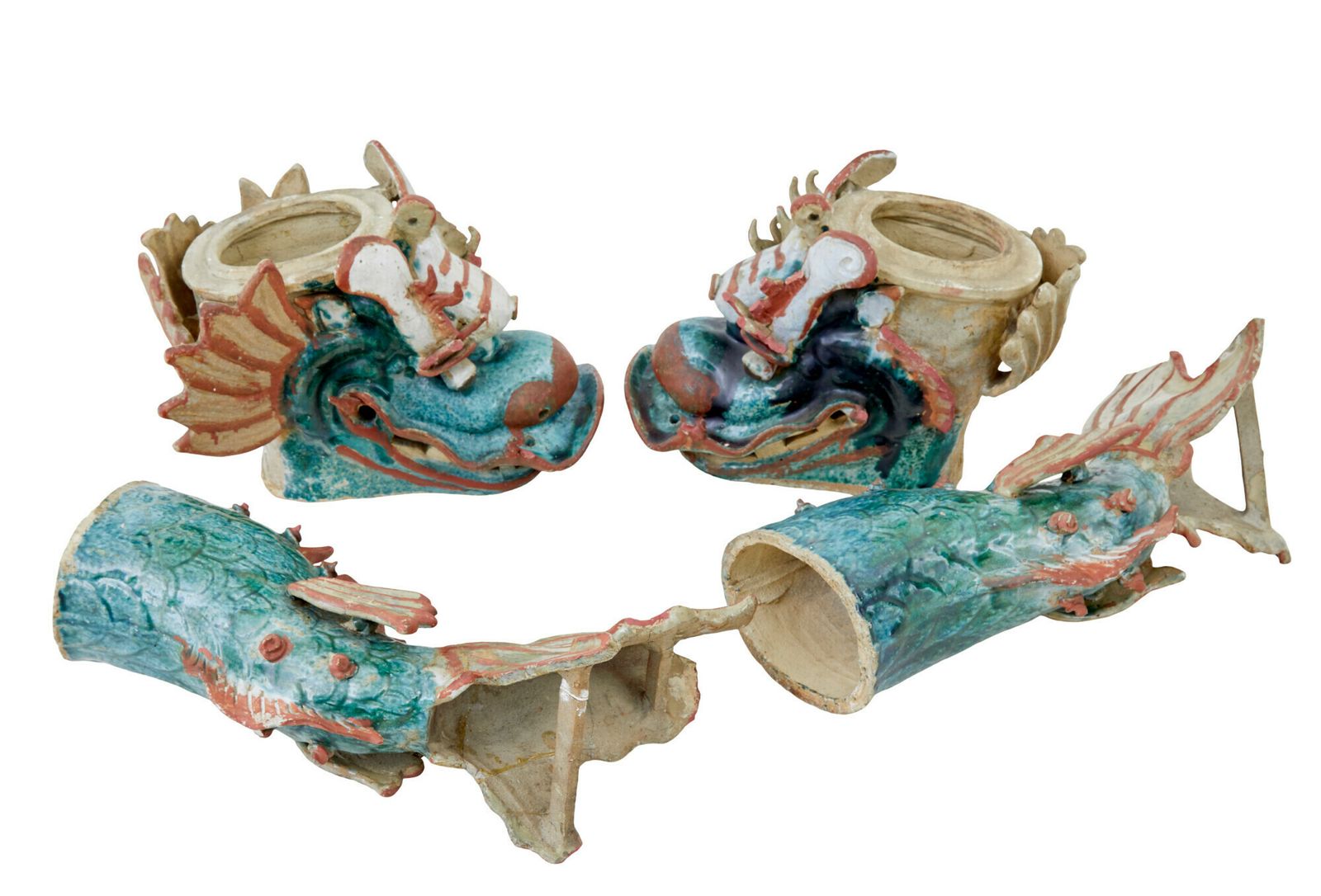 Pair Of 19th Century Japanese Ceramic Shachikoko Roof Ornaments photo furniture