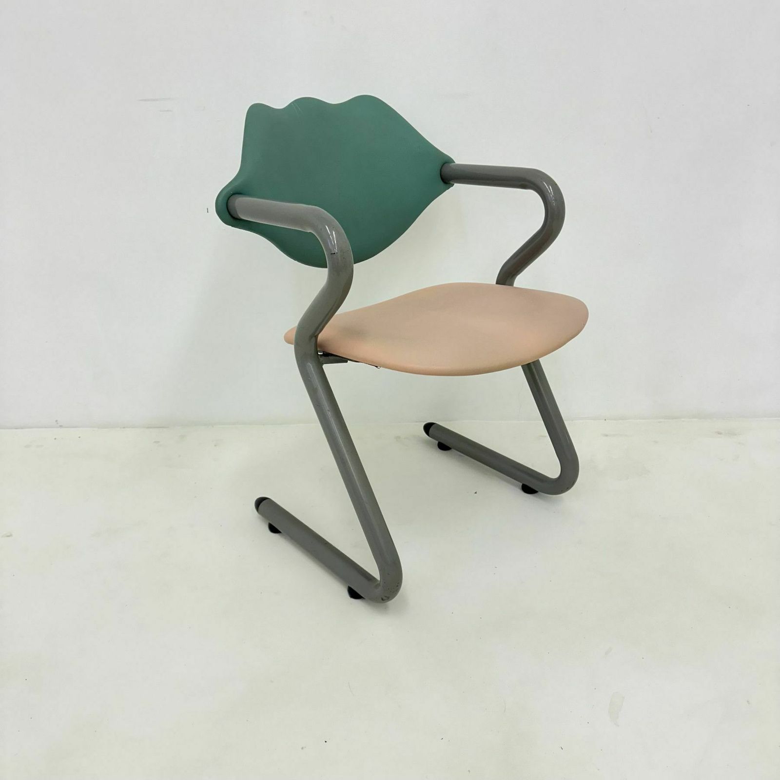 Memphis Stijl Lederen Fauteuil, Jaren 1980