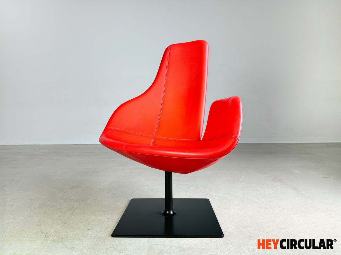 Original Moroso Armchair Leather Red Patricia Urquiola Swivel II photo vinterior
