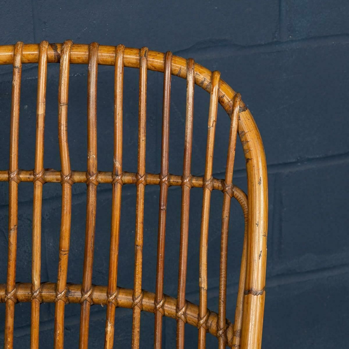 photo vintage 20th Century Italian Pair Of Wicker Armchairs By Tito Agnoli C.1960