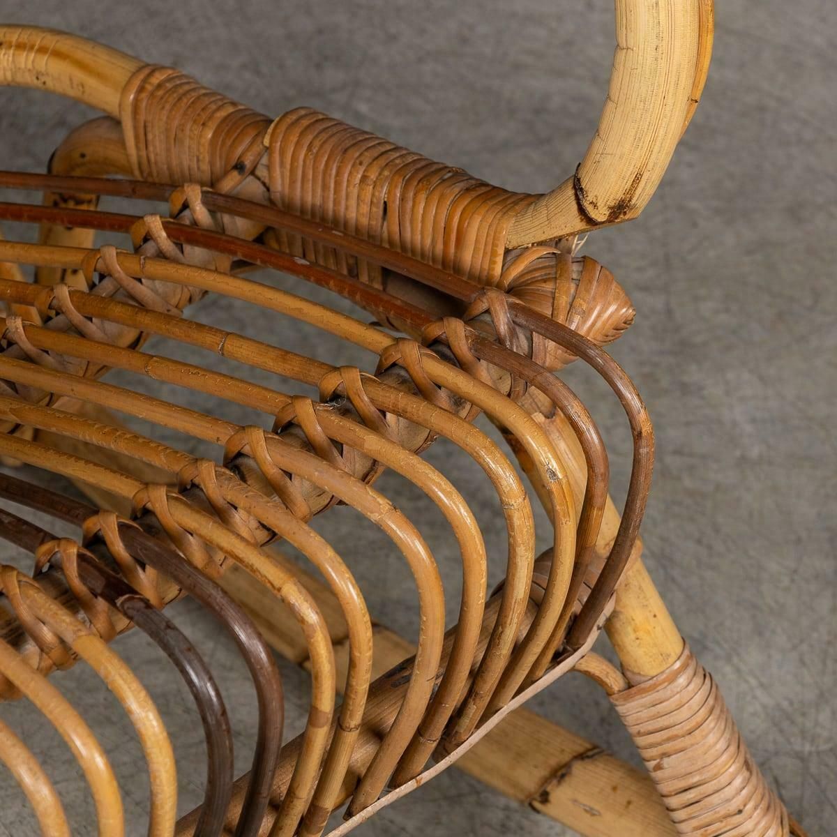 photo vintage 20th Century Italian Bamboo & Rattan Rocking Chair C.1960