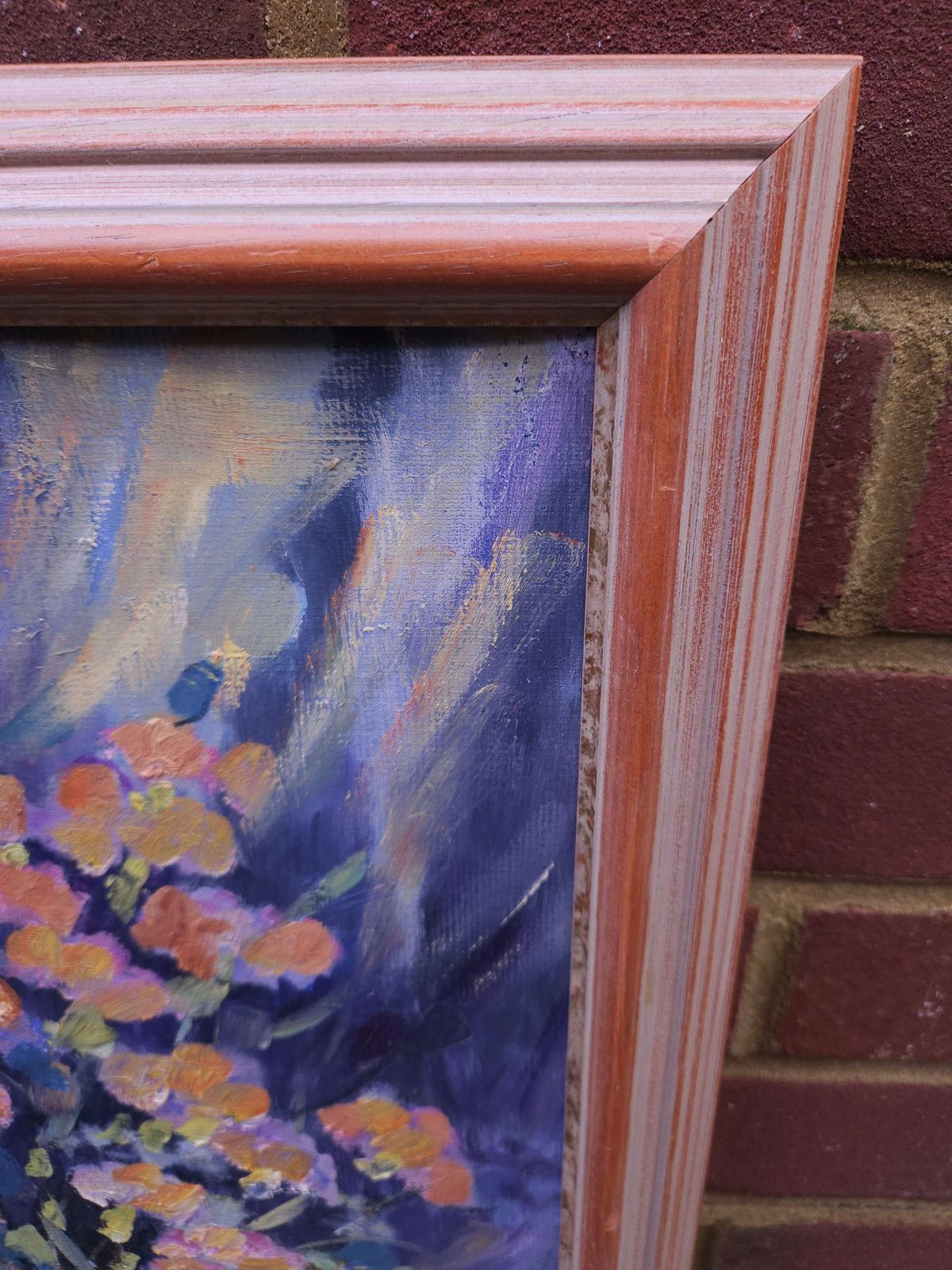 Mid Century Framed Oil On Board Of Floral Bouquet Entitled 'The Gift photo vinterior