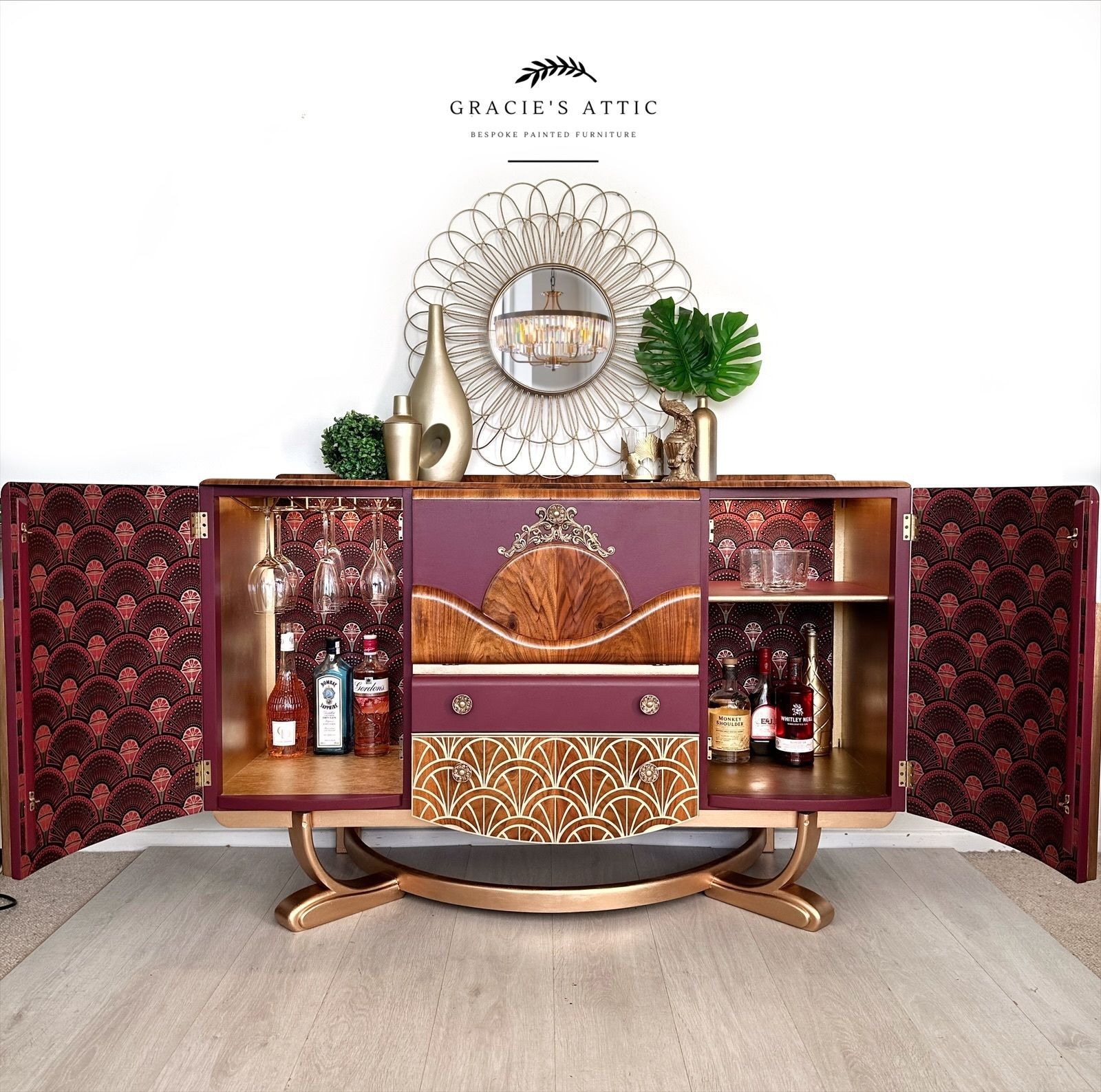 Art Deco Cocktail Cabinet, Drinks Cabinet, Beautility Cocktail Bar, Retro Mcm Wa photo furniture