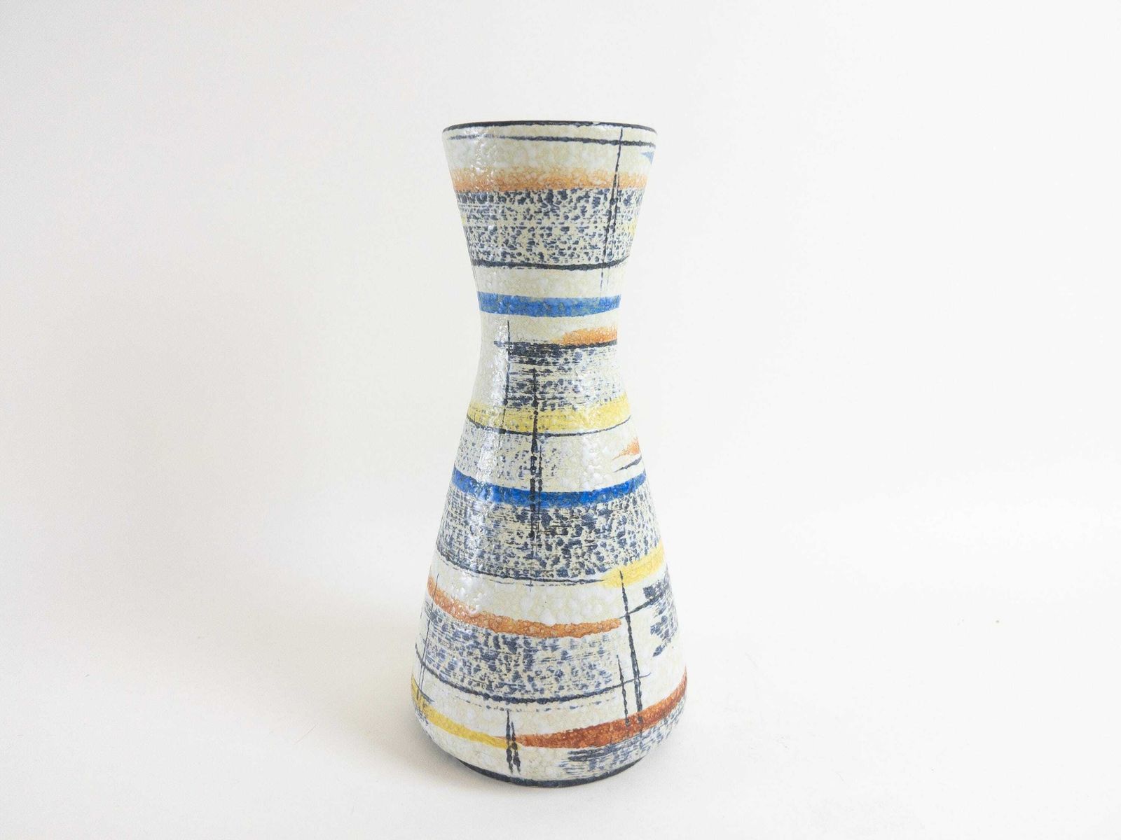 Bay Keramik Vase Form 585 25   West German Pottery With Hand Painted Abstract Design photo Home Decor