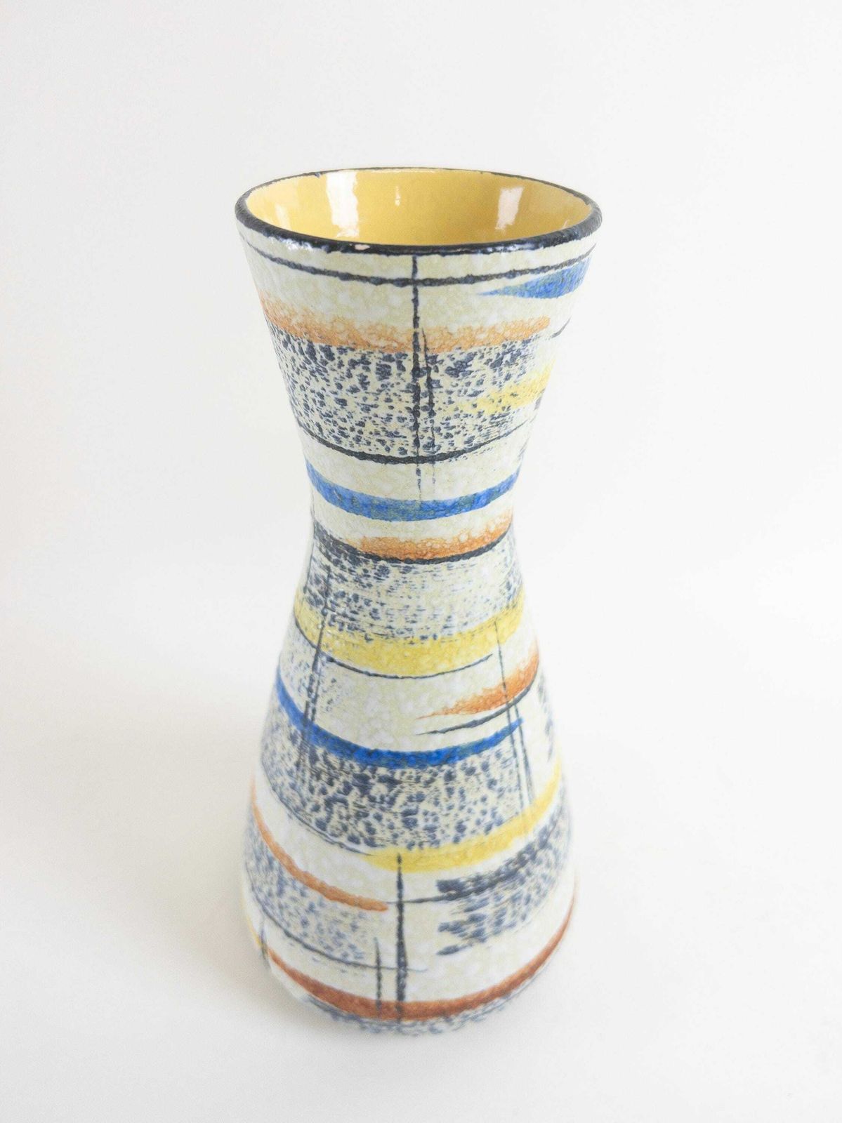 Bay Keramik Vase Form 585 25   West German Pottery With Hand Painted Abstract Design photo vinterior