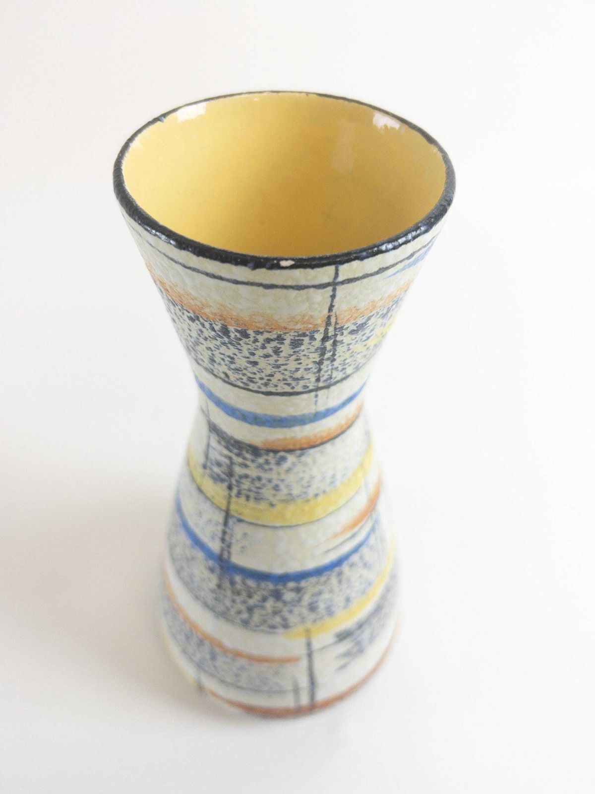 Bay Keramik Vase Form 585 25   West German Pottery With Hand Painted Abstract Design photo vintage