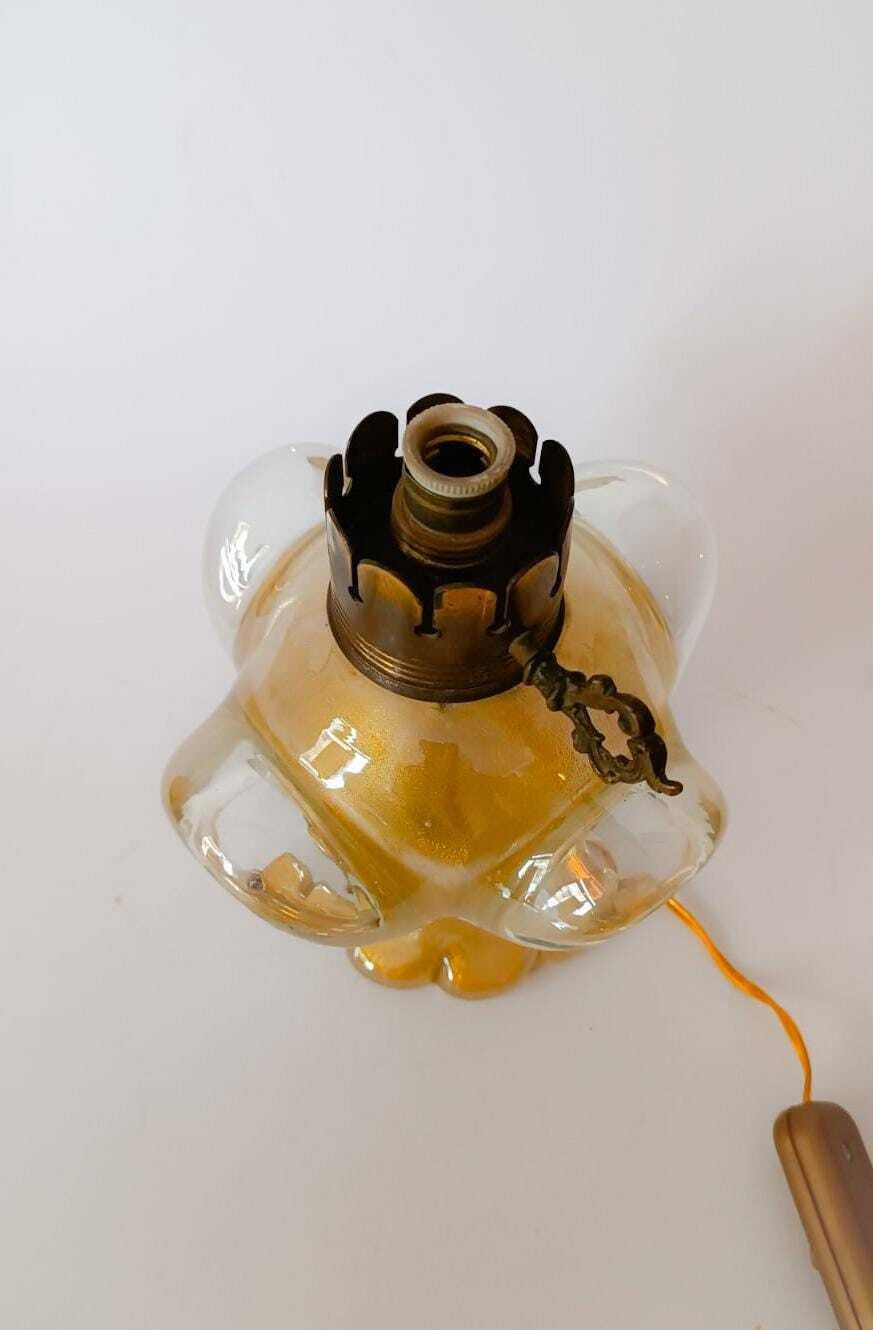 Splendid Murano Glass Table Lamp Design Mazzega Vintage Gold Leaf 60s photo furniture